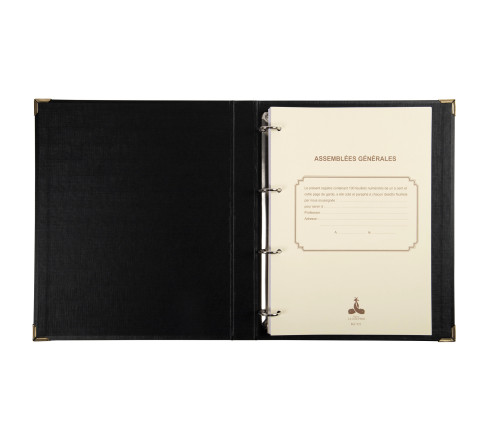 Reliure luxe avec recharge 297X210 Assemblées générales 100 feuillets foliotés 90g + 2 gardes