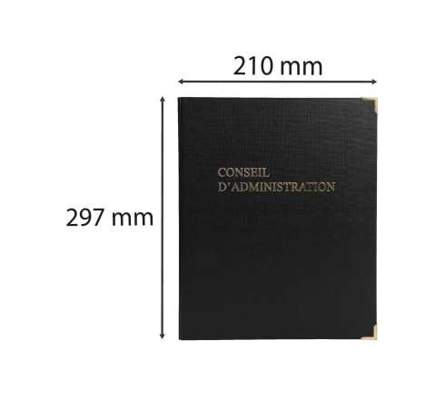 Reliure luxe avec recharge 297X210 Conseil d'administration 100 feuillets foliotés 90g + 2 gardes