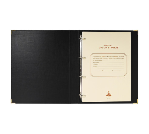 Reliure luxe avec recharge 297X210 Conseil d'administration 100 feuillets foliotés 90g + 2 gardes