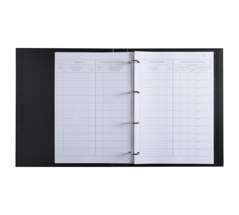 Reliure registre 32x26cm 4 anneaux avec recharge de 100 feuillets imprimés - Mouvements de titre