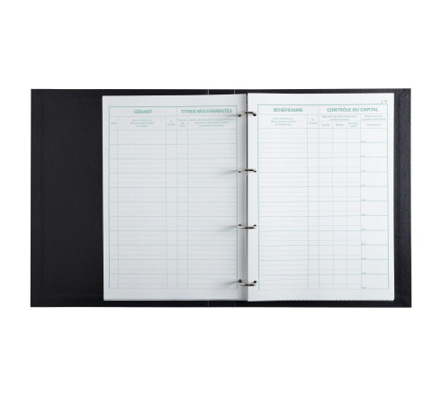 Reliure registre 32x26cm 4 anneaux avec recharge de 100 feuillets imprimés - Mouvements de titres
