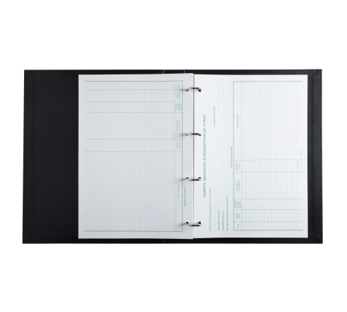 Reliure registre 32x26cm 4 anneaux avec recharge de 100 feuillets imprimés - Mouvements de titres