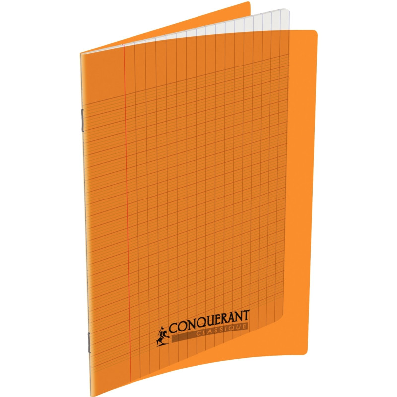 Piqûre 48 pages CONQUERANT, 17x22 cm, seyès, couv PP orange