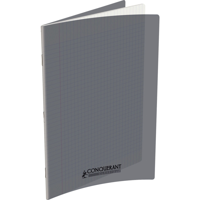 Piqûre 96 pages CONQUERANT, 24x32 cm, seyès, couv PP gris