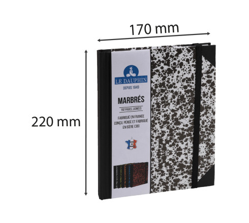 Carnet Marbre 220x170, 192 pages lignées