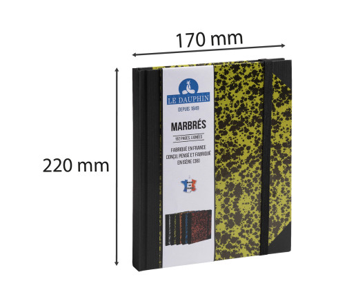 Carnet Marbre 220x170, 192 pages lignées