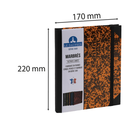 Carnet Marbre 220x170, 192 pages lignées