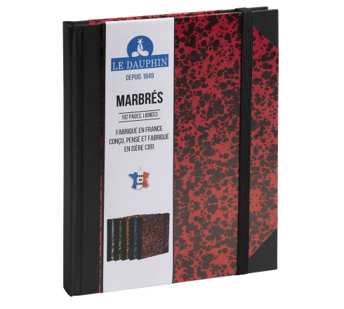 Carnet Marbre 220x170, 192 pages lignées