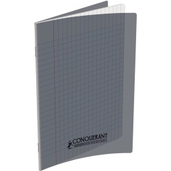 Piqûre 48 pages CONQUERANT, 17x22 cm, seyès, couv PP gris