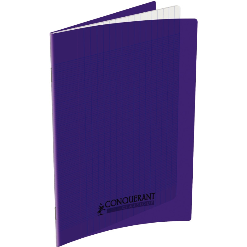 Piqûre 48 pages CONQUERANT, 17x22 cm, seyès, couv PP violet