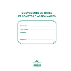 Registre des mouvements de titre, liste des actionnaires, 58 feuillets