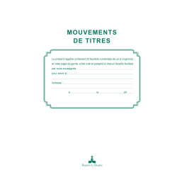 Registre des mouvements de titre, liste des actionnaires, 58 feuillets