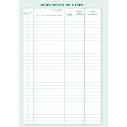 Registre des mouvements de titre, liste des actionnaires, 58 feuillets