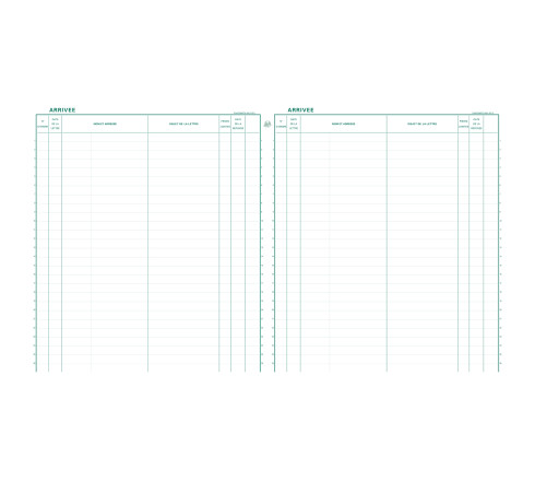 Registre 32x27cm Enregistrement du courrier 26 lignes 200 pages