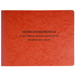 Piqûre 24x32cm Livre chronologique des recettes - Registre des achats - Spécial micro-entrepreneurs - 80 pages