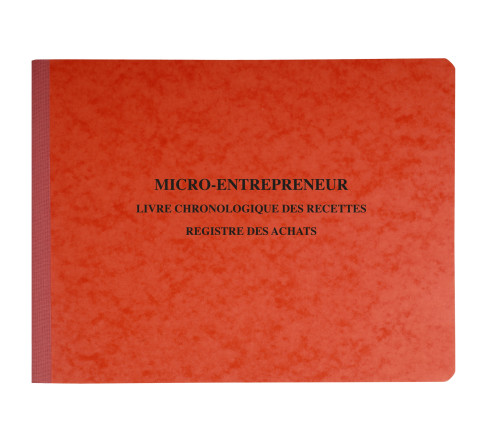 Piqûre 24x32cm Livre chronologique des recettes - Registre des achats - Spécial micro-entrepreneurs - 80 pages