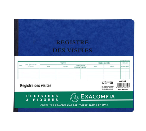 Registre 25x32cm - Registre des visites 25 lignes 80 pages