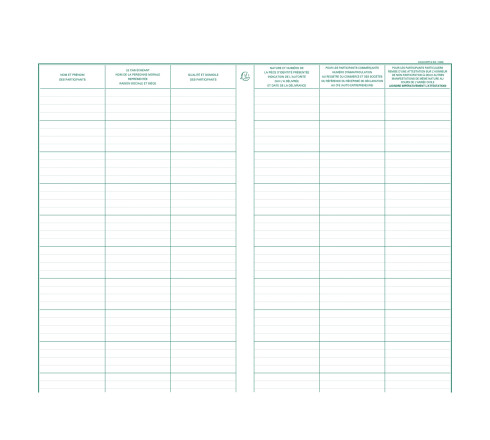 Piqûre 32x19,5cm - Registre d'identification des vendeurs en vue d'une manifestation publique - 80 pages