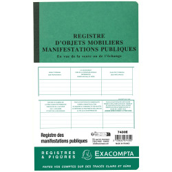 Piqûre 32x19,5cm - Registre d'identification des vendeurs en vue d'une manifestation publique - 80 pages