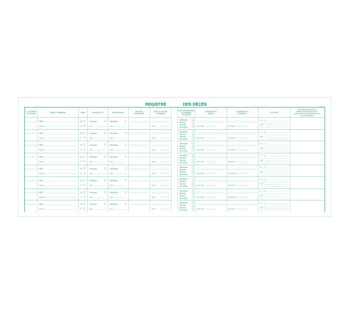 Registre 24x32cm des décès pour les hôpitaux, établissements sociaux (maisons de retraite) ou médico-sociaux - 100 pages