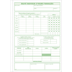 Manifold R.T.T Enregistrement du temps de travail 50 feuillets dupli autocopiants