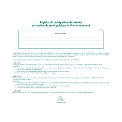 Piqûre 24x32cm - Registre de consignation des alertes en matière de santé publique et d'environnement - 20 pages