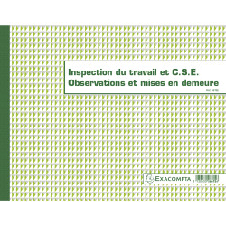 Piqûre 24x32cm - Registre de l'Inspection du travail et du C.S.E. - folioté - 16 pages