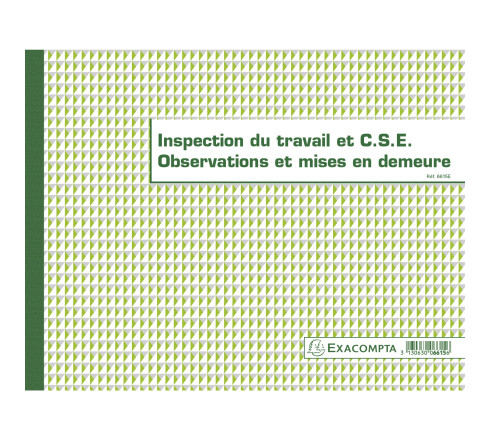 Piqûre 24x32cm - Registre de l'Inspection du travail et du C.S.E. - folioté - 16 pages