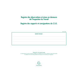 Piqûre 24x32cm - Registre de l'Inspection du travail et du C.S.E. - folioté - 16 pages