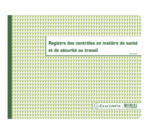 Piqûre 24x32cm - Registre des contrôles de santé et de sécurité au travail - 20 pages
