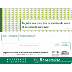 Piqûre 24x32cm - Registre des contrôles de santé et de sécurité au travail - 20 pages