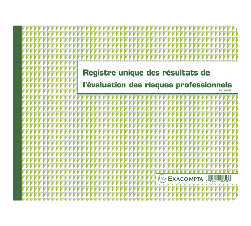 Piqûre 24x32cm - Registre unique des résultats de l'évaluation des risques professionnels - 60 pages