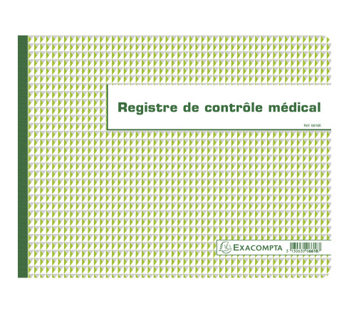 Piqûre 24x32cm - Registre de Contrôle médical - folioté - 60 pages