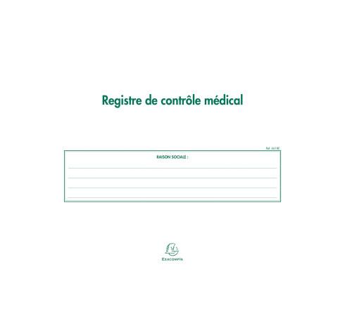 Piqûre 24x32cm - Registre de Contrôle médical - folioté - 60 pages