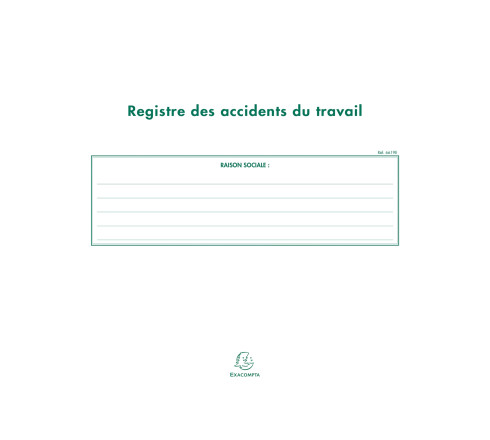 Piqûre 24x32cm - Registre des accidents du travail - 20 pages
