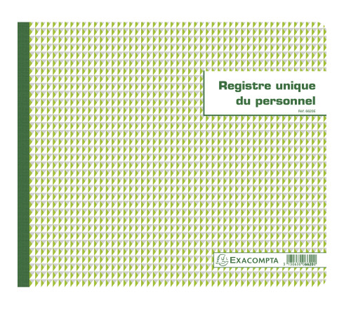 Piqûre 27x32cm - Registre unique du personnel (salariés et stagiaires) - 56 pages