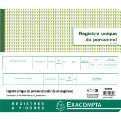 Piqûre 27x32cm - Registre unique du personnel (salariés et stagiaires) - 56 pages