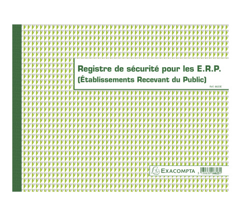 Piqûre 24x32cm - Registre de sécurité pour les établissement recevant du public (ERP) - 32 pages
