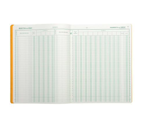 Piqûre 32x25 Journal de caisse ou banque 9 débit - 4 crédit 33 lignes 80 pages