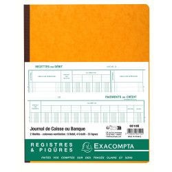 Piqûre 32x25 Journal de caisse ou banque 9 débit - 4 crédit 33 lignes 80 pages