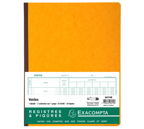 Piqûre 32x25cm Ventes 7 colonnes sur 1 page 6 crédit - 33 lignes 80 pages