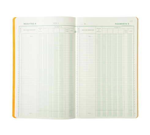 Piqûre 32x19,5cm Journal de caisse ou banque 5 débits - 5 crédits 31 lignes 80 pages