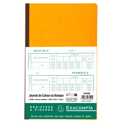 Piqûre 32x19,5cm Journal de caisse ou banque 5 débits - 5 crédits 31 lignes 80 pages