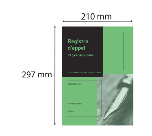Registre annuel d'appel journalier, 297X210, pages découpées, 24 pages