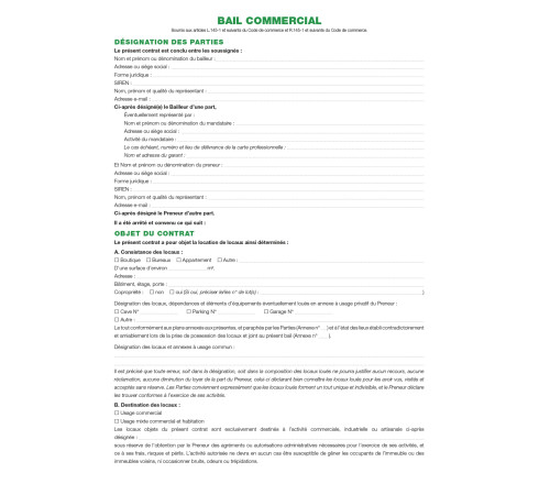 Dossier location commerciale