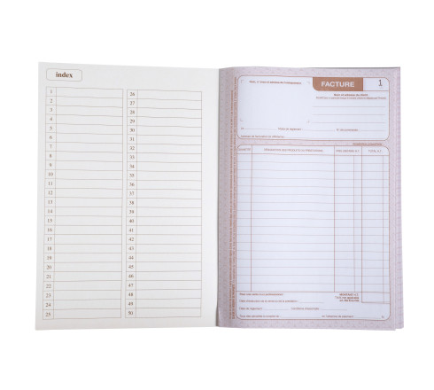 Manifold autocopiant 210X148 Factures auto-entrepreneur 50 dupli