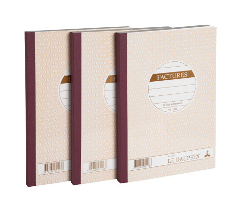 Lot de 3 manifolds FACTURES - papier autocopiant - triplicata (1 original et 2 copies) - 50 feuilles - format 21 x 14,8 cm - cou