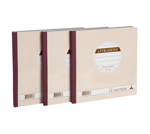 Lot de 3 manifolds LIVRAISONS - papier autocopiant - triplicata (1 original et 2 copies) - 50feuilles - format 21 x 21 cm - couv