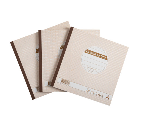 Lot de 3 manifolds COMMANDES - papier autocopiant - duplicata (1 original et 1 copie) - 50 feuilles - format 21 x 21 cm - couver