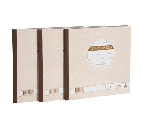 Lot de 3 manifolds COMMANDES - papier autocopiant - duplicata (1 original et 1 copie) - 50 feuilles - format 21 x 21 cm - couver